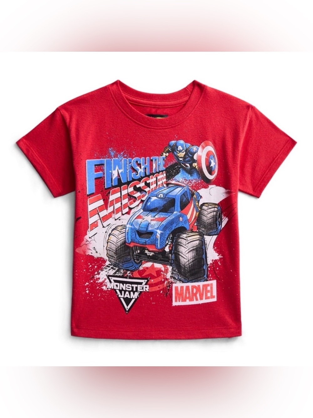 Marvel Captain America Monster Truck Graphic Tee - Red & Blue
